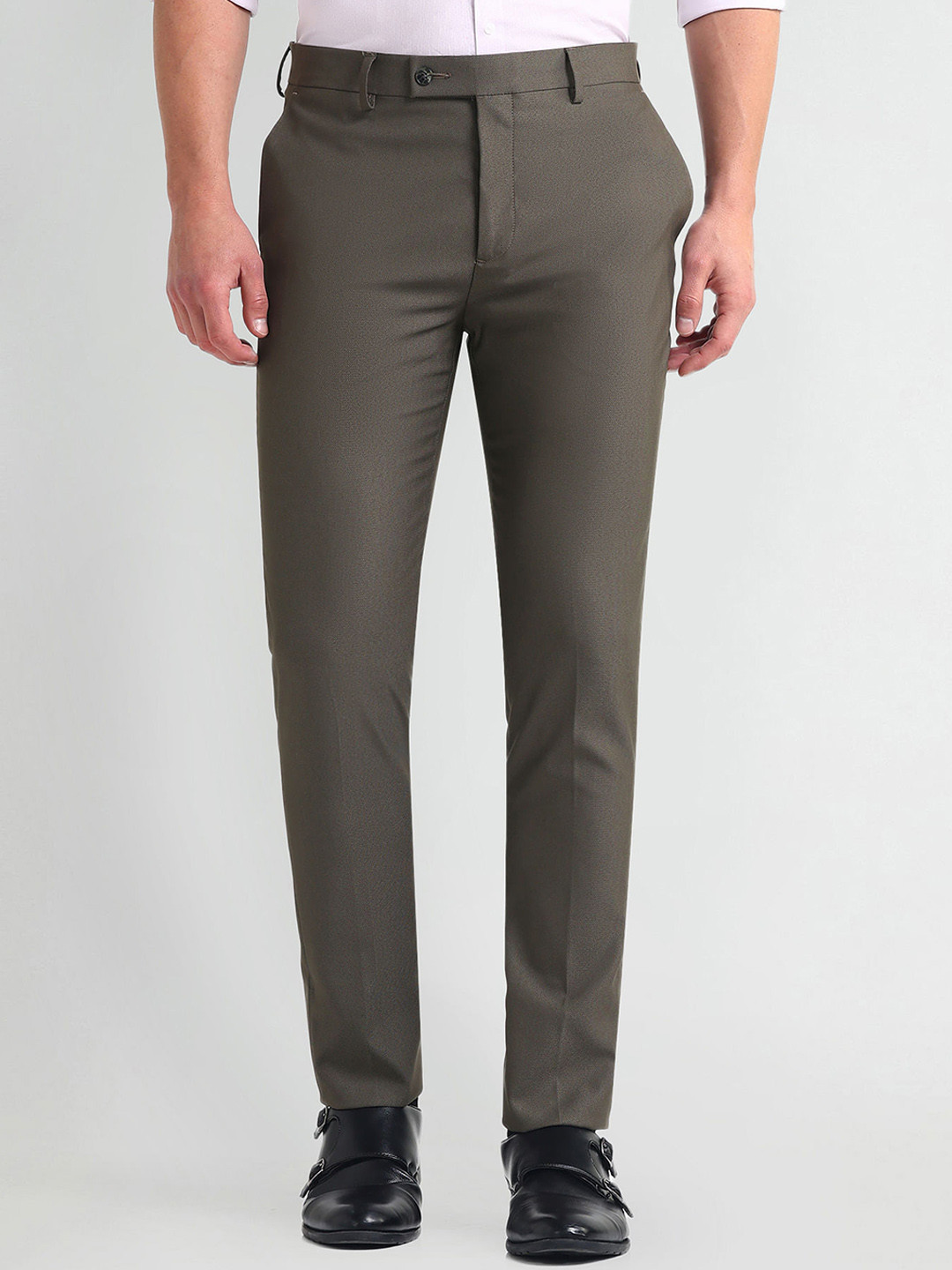

Arrow Men Smart Slim Fit Trousers, Green
