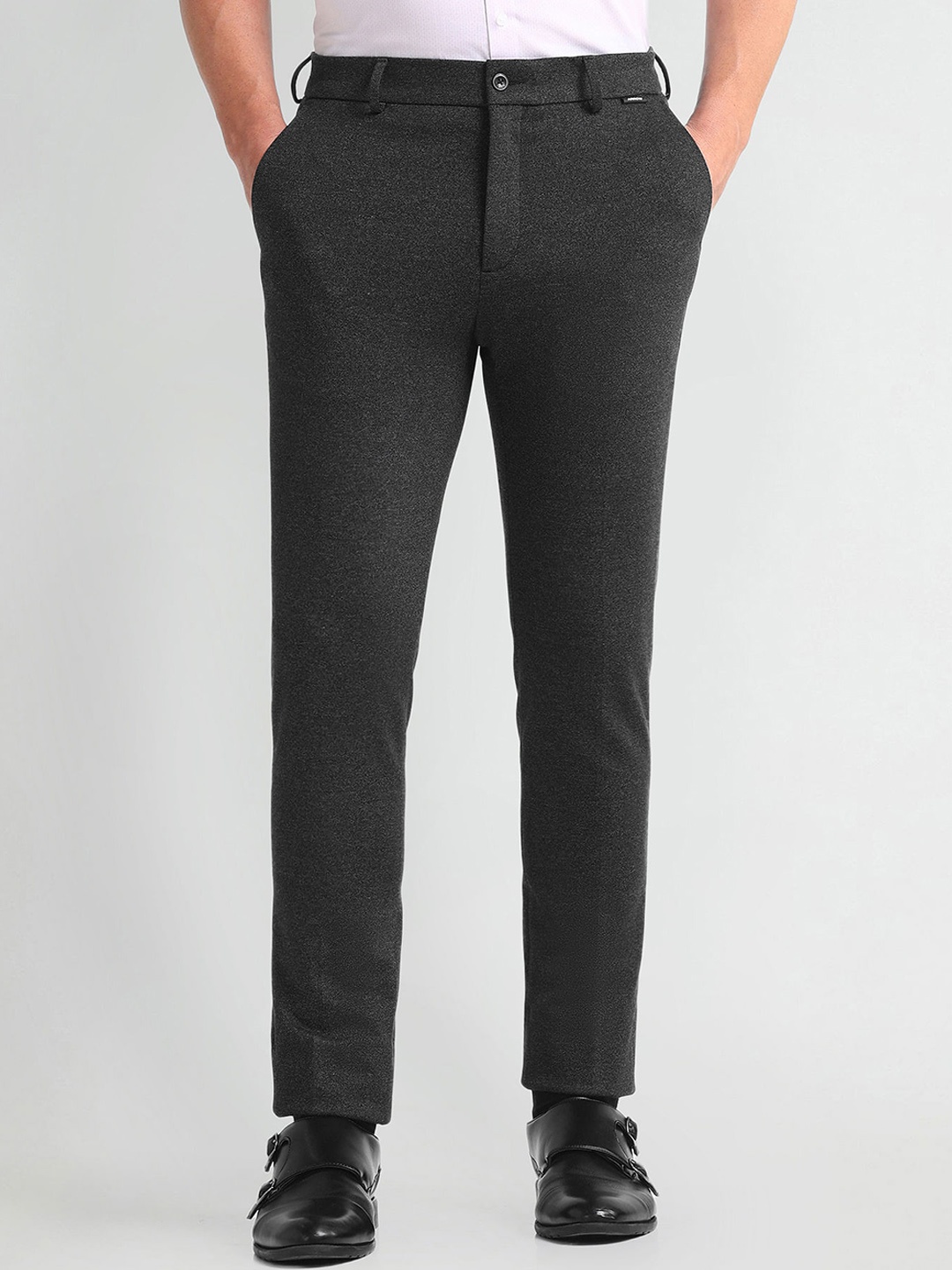 

Arrow New York Men Smart Slim Fit Formal Trousers, Black