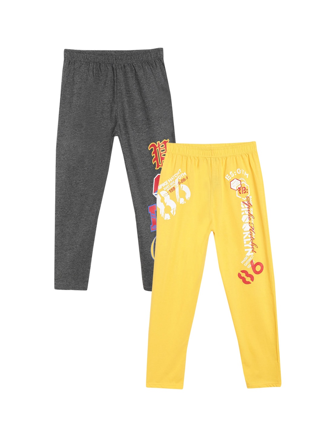 

Fashionable Kids Pack Of 2 Printed Cotton Lounge Pants, Yellow