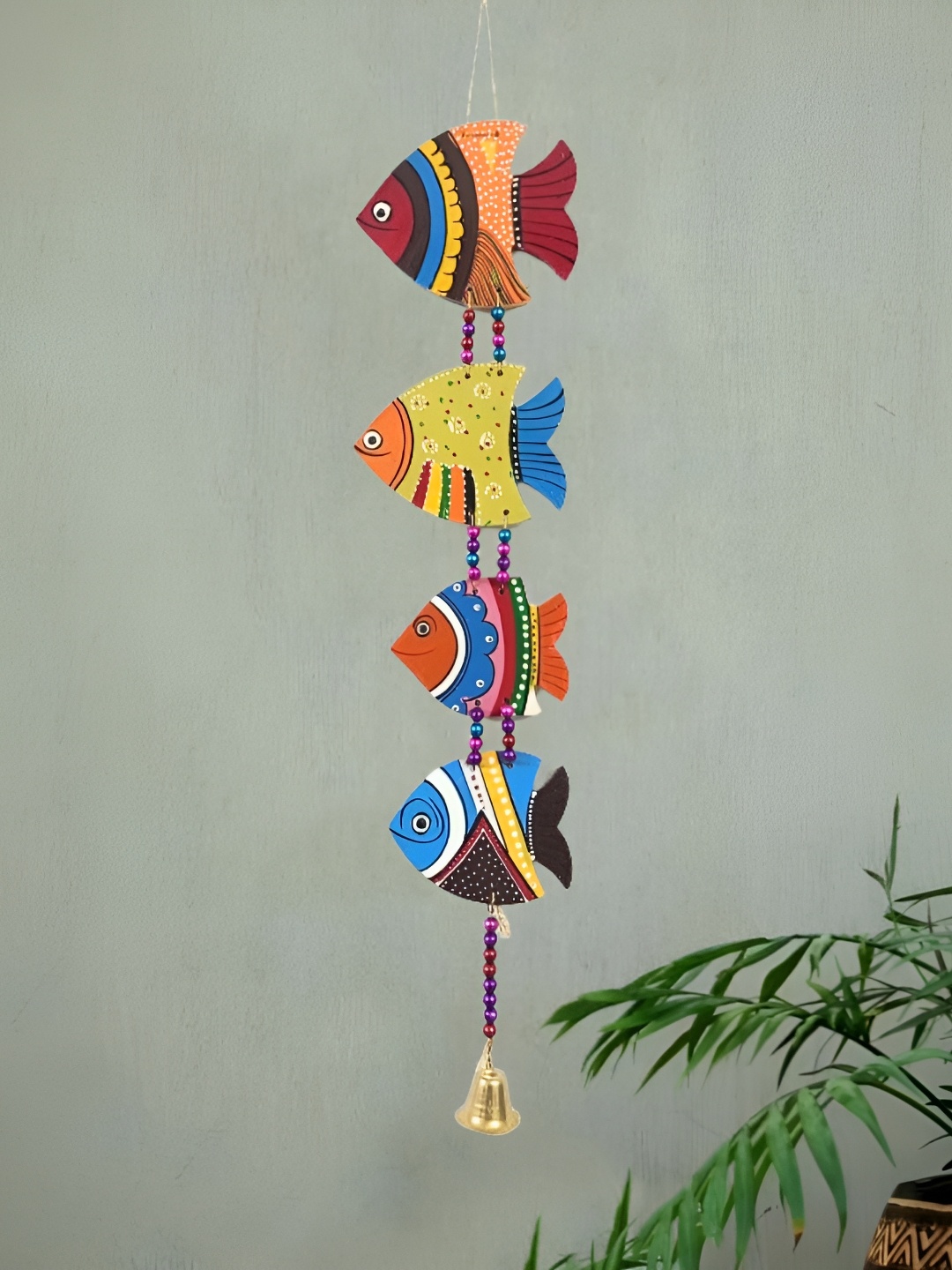 

dravy handicrafts Blue & Yellow Hanging Fish Wall decor