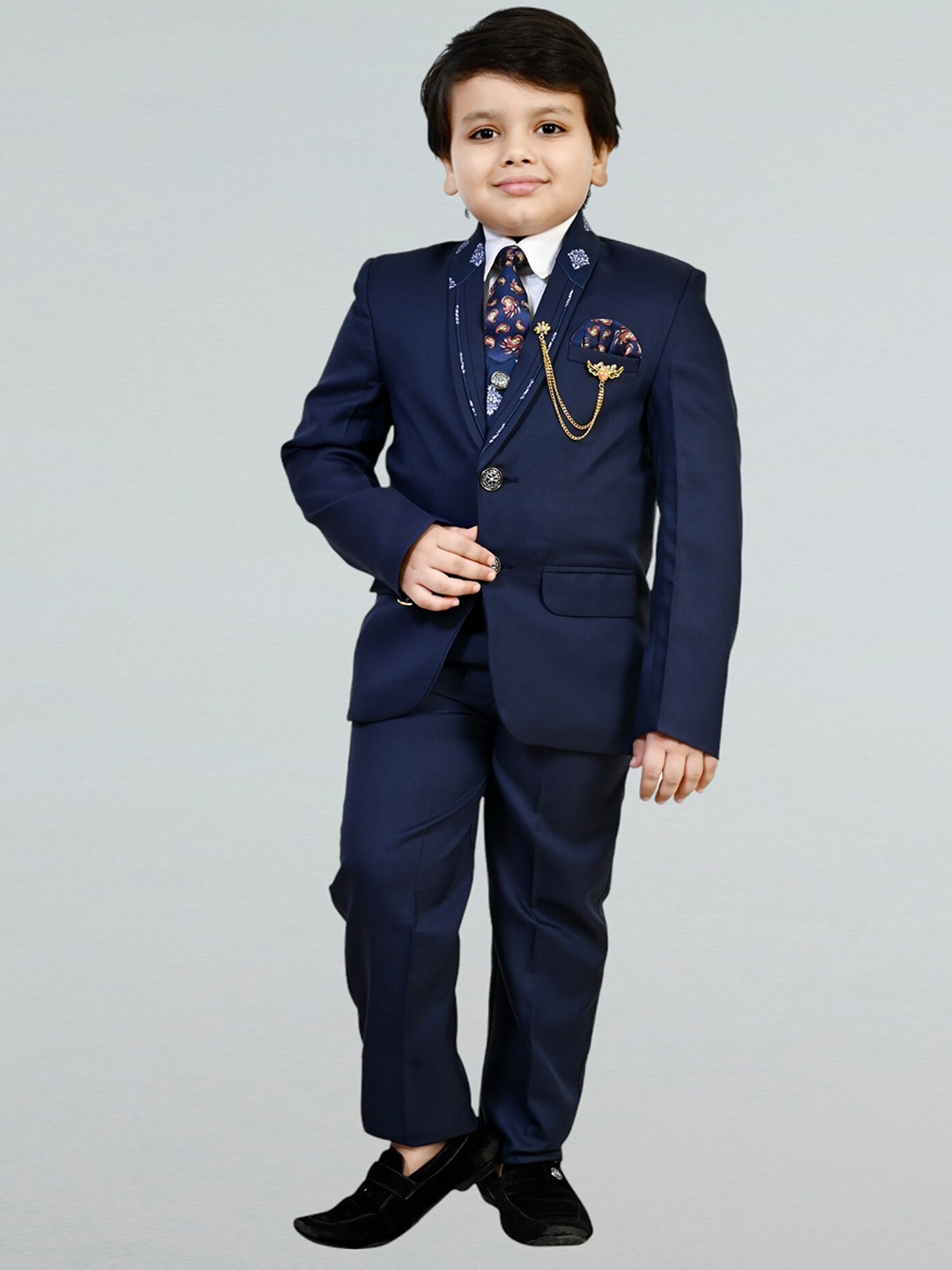 

BT DEZINES Boys 5-Piece Printed Suits, Navy blue