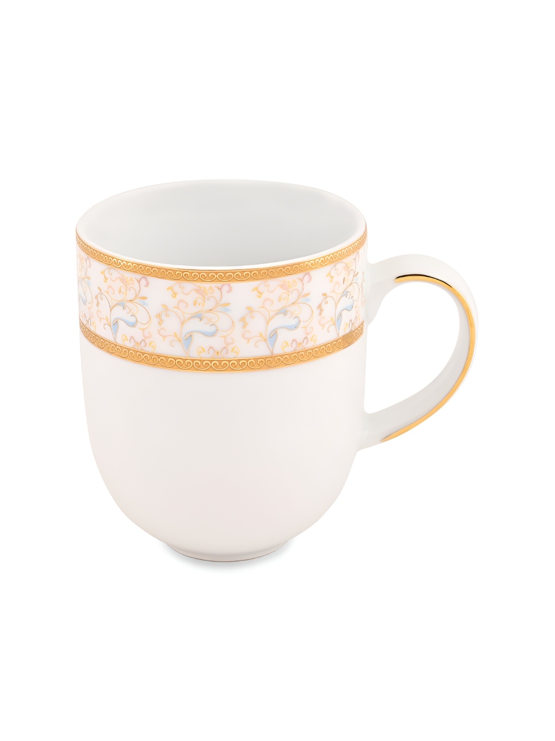 

Hitkari White & Mustard Floral Printed Glossy Mug