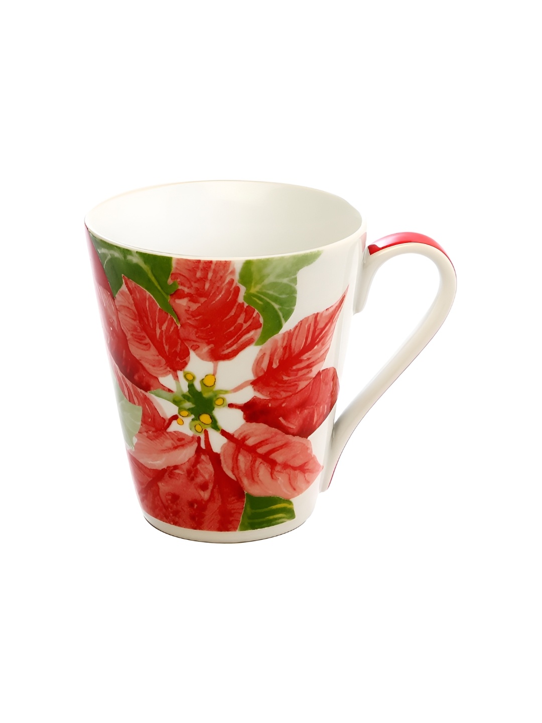 

Hitkari White & Red 2 Pieces Floral Printed Glossy Mugs