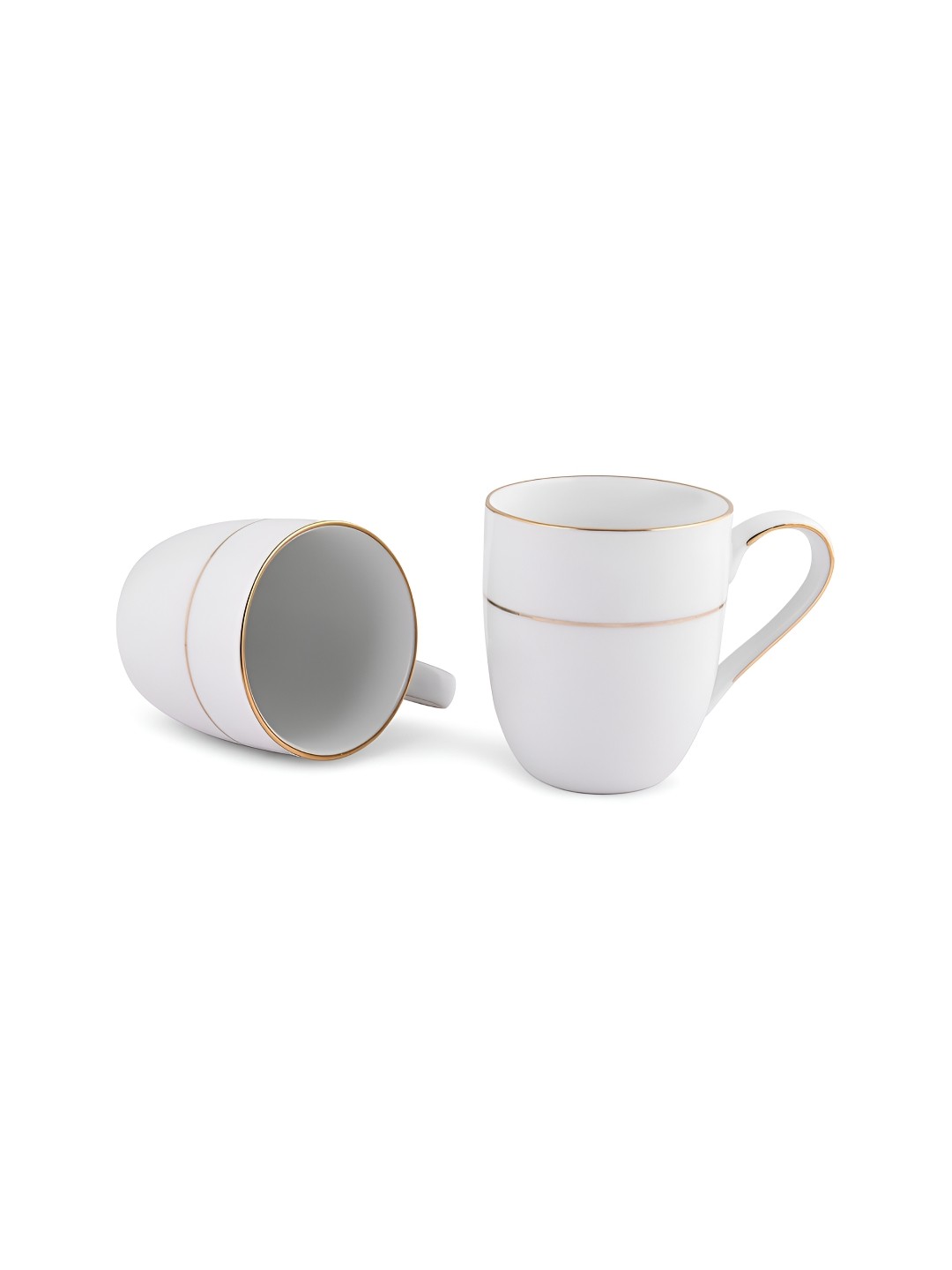 

Hitkari White & Gold-Toned 2 Pieces Glossy Mugs