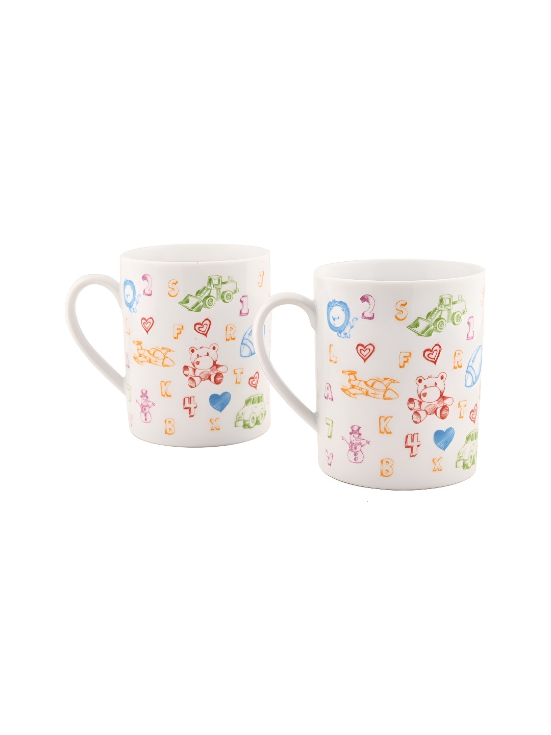 

Hitkari White & Green 2 Pieces Printed Glossy Mugs