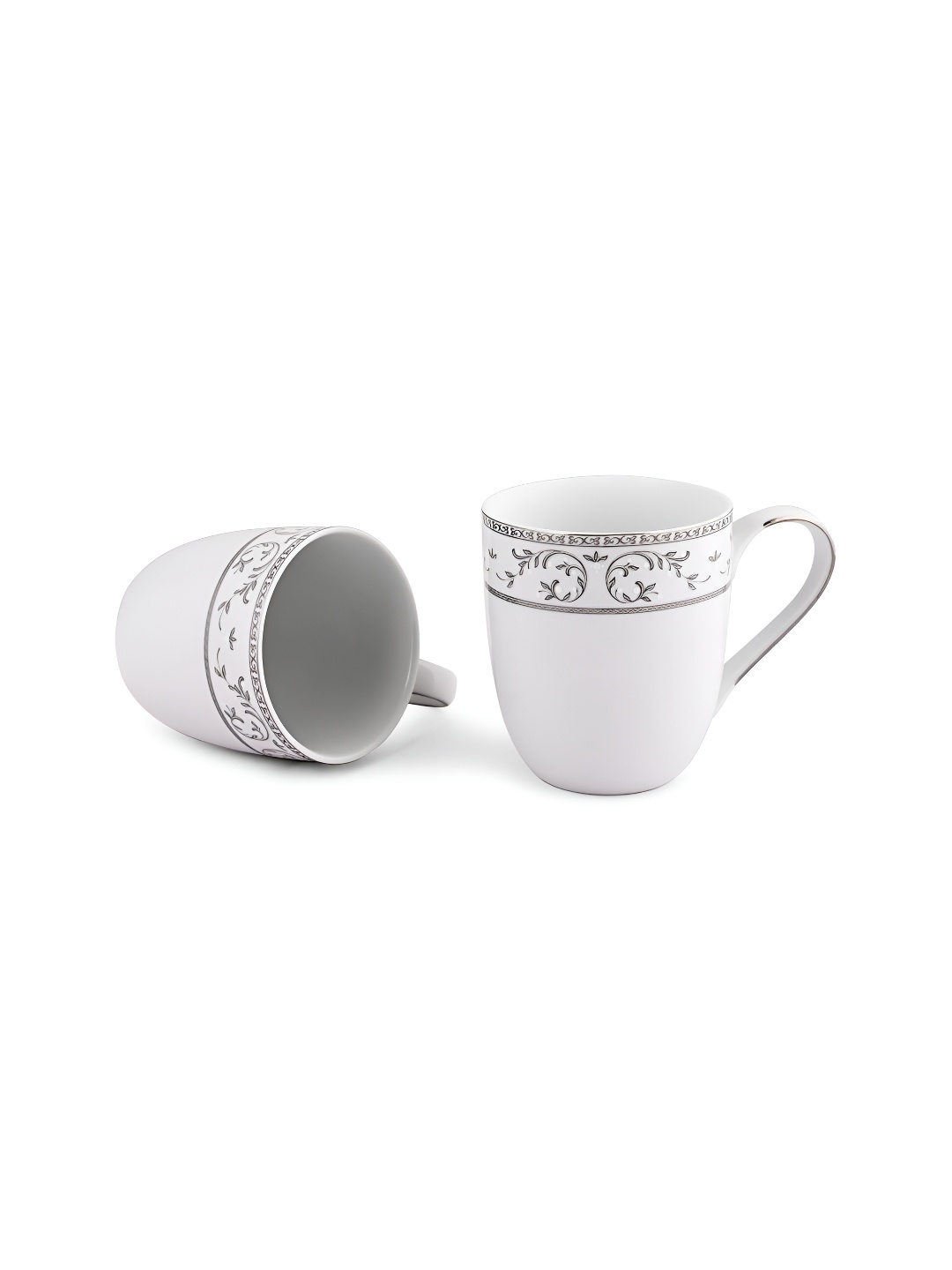 

Hitkari White & Black 2 Pieces Floral Printed Glossy Mugs