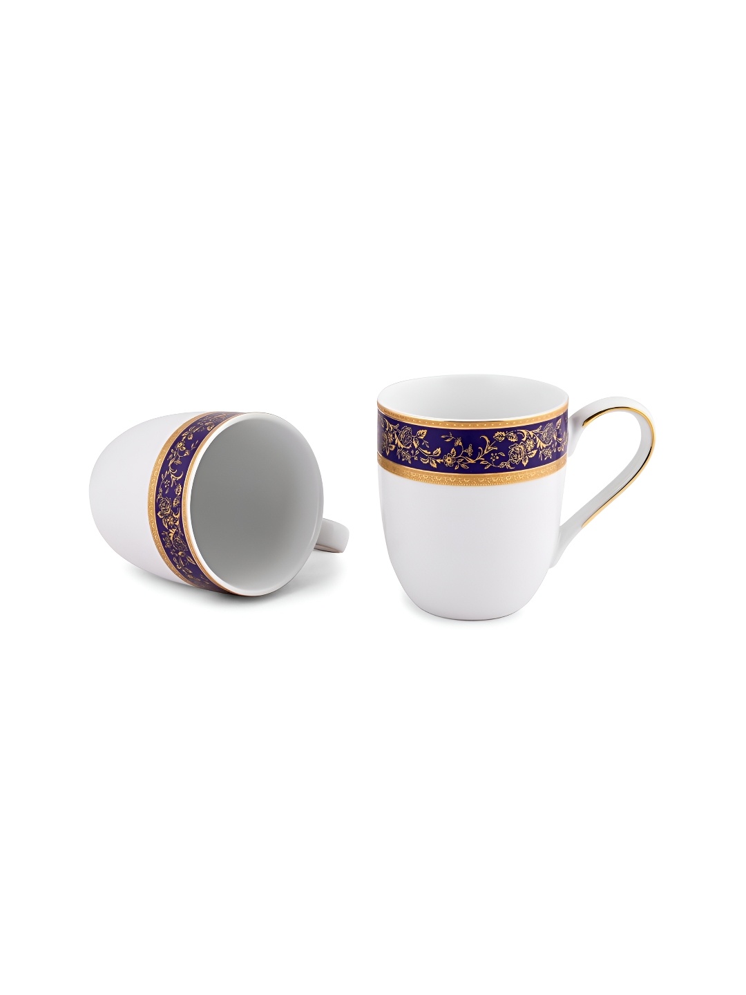 

Hitkari White & Blue 2 Pieces Ethnic Motifs Printed Glossy Mugs
