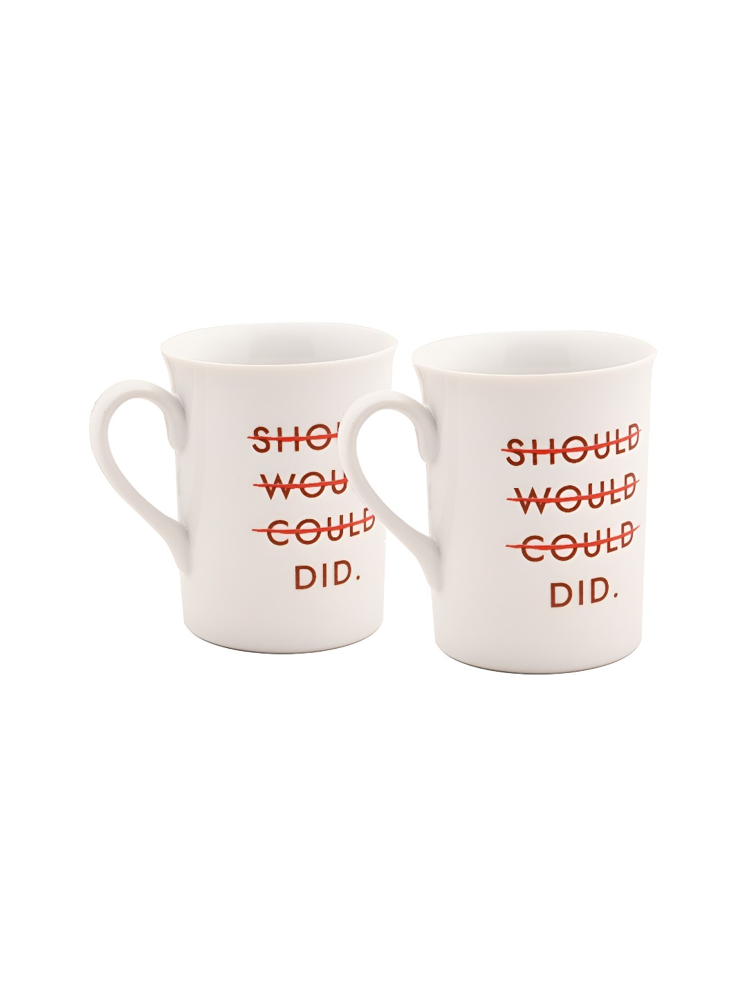 

Hitkari White & Red 2 Pieces Text or Slogans Printed Glossy Mugs