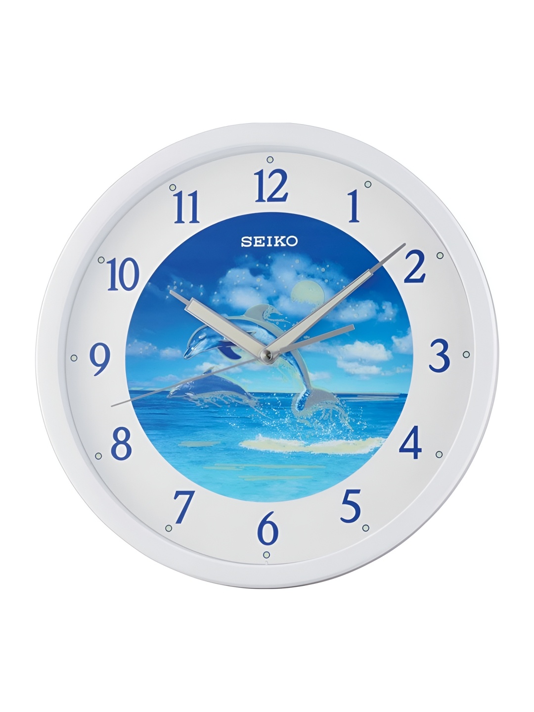 

SEIKO White & Blue Printed Contemporary Wall Clock