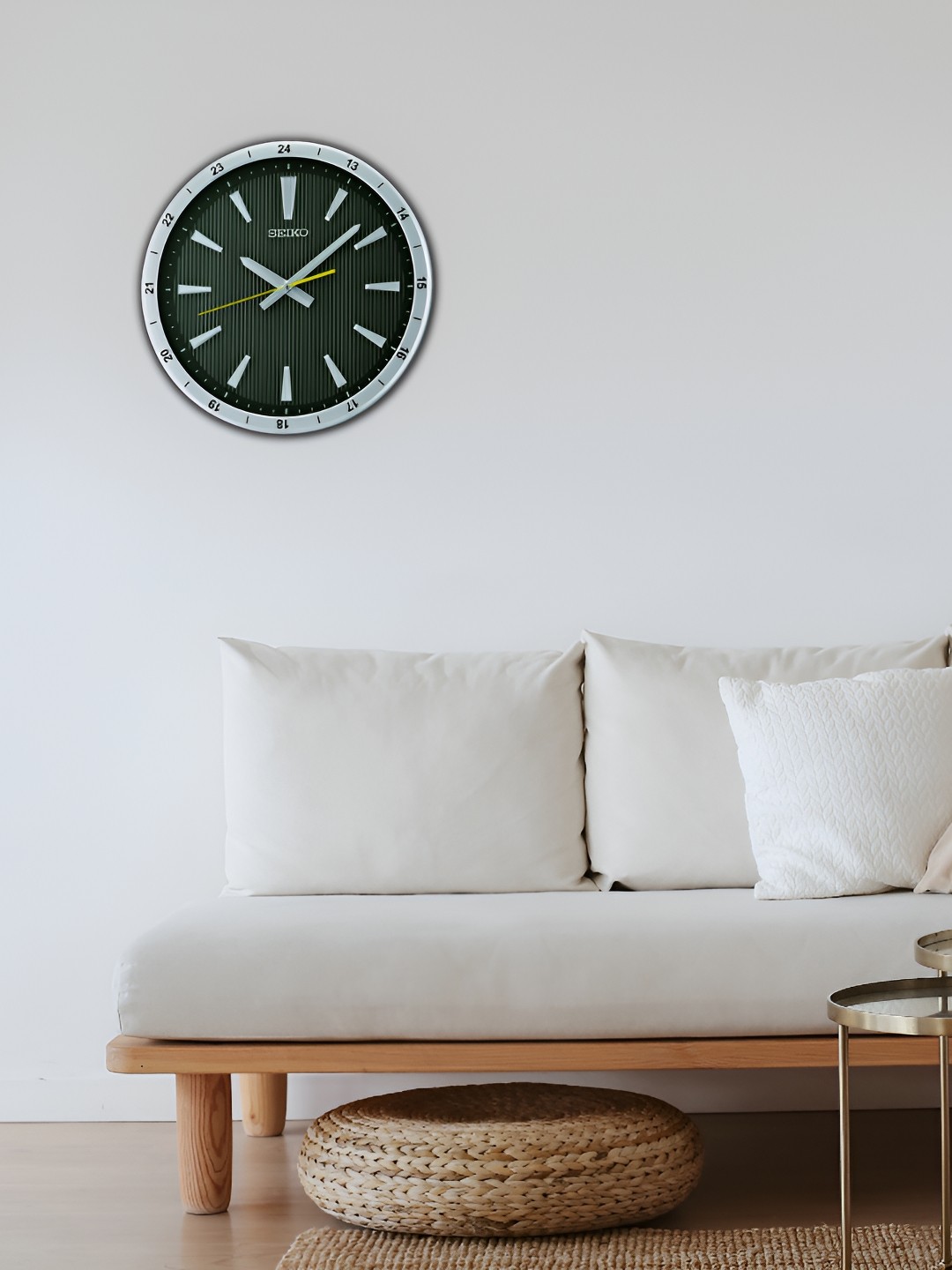 

SEIKO Silver Toned & Black Contemporary Round Wall Clock