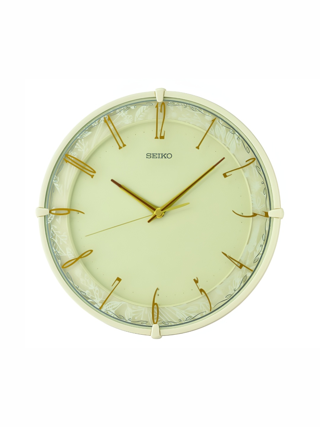 

SEIKO Cream Coloured & Gold Toned Printed Contemporary Round Wall Clock