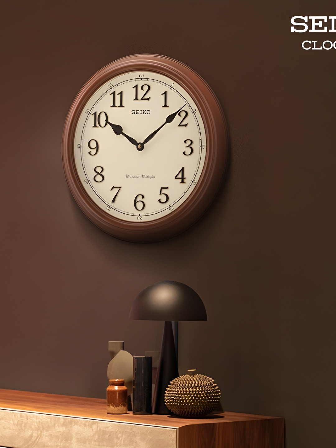 

SEIKO Brown Round Shaped Traditional Wall Clock