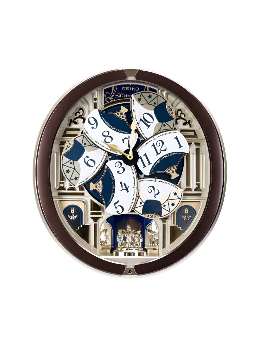 

SEIKO Brown & White Printed Contemporary Round Wall Clock