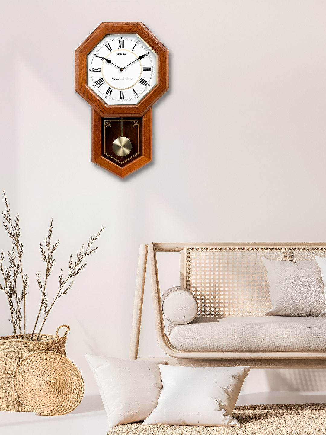 

SEIKO Brown & White Abstract Shaped Traditional Wall Clock