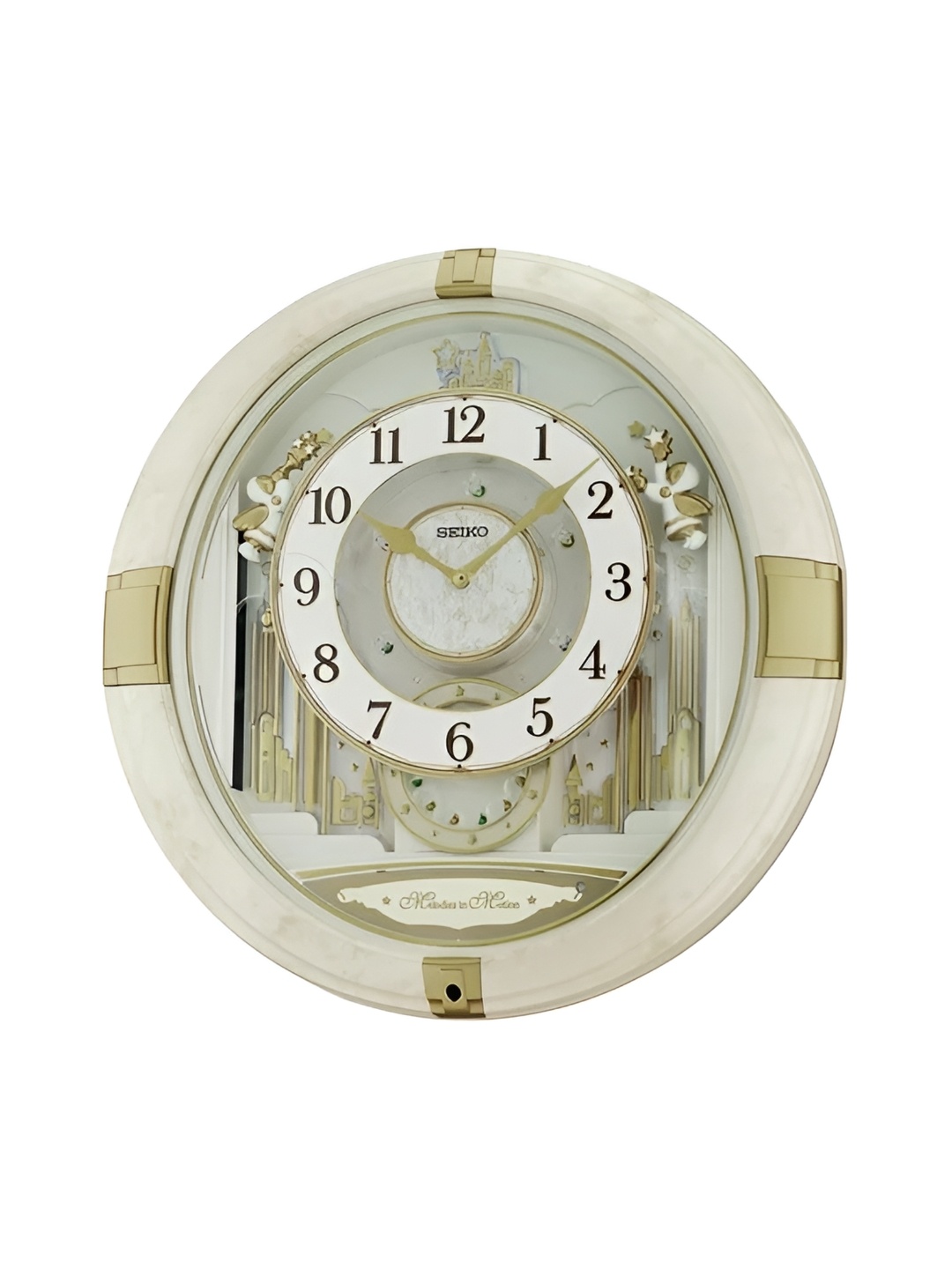 

SEIKO Cream Coloured & Beige Textured Contemporary Round Wall Clock