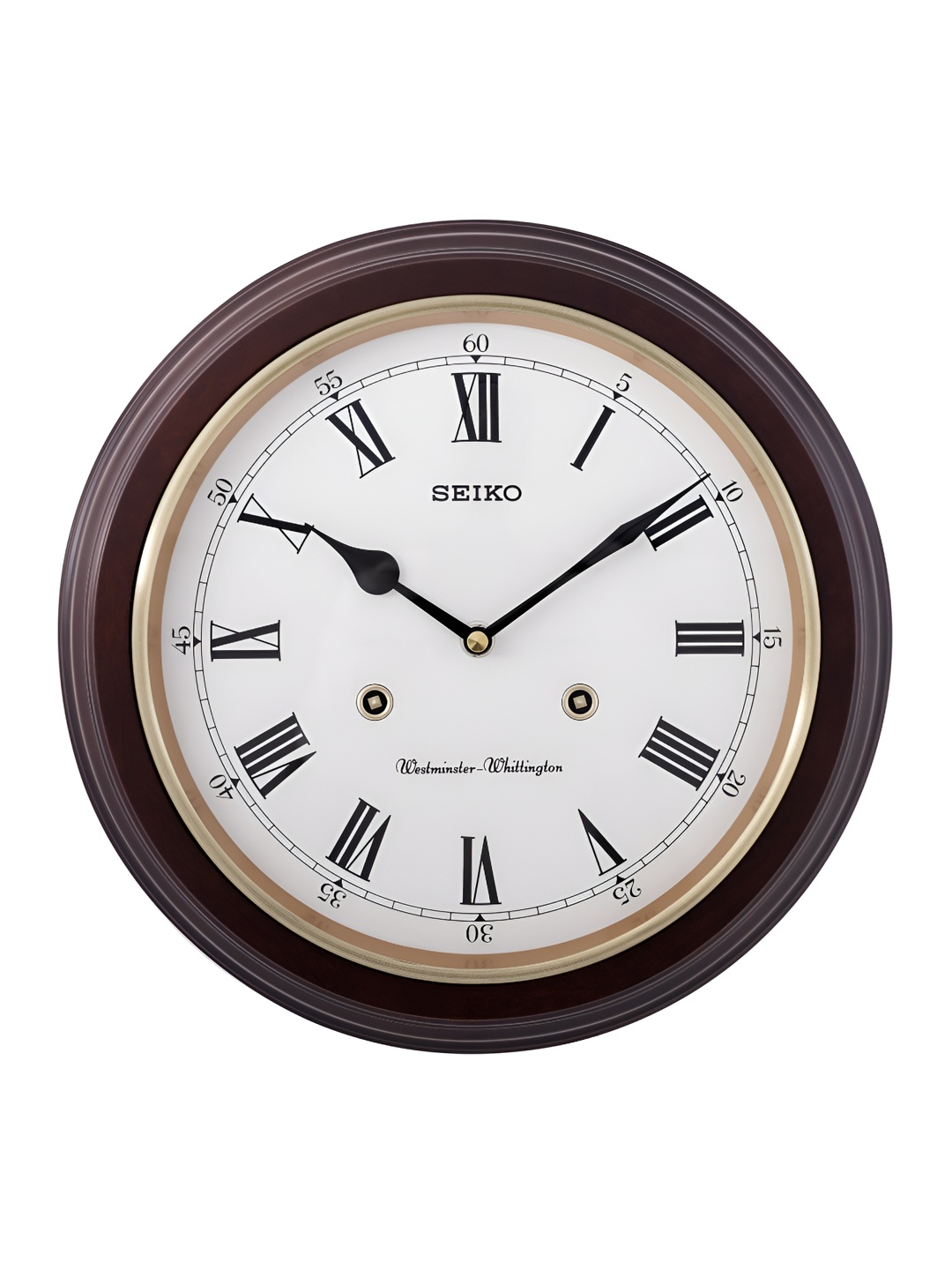 

SEIKO Brown & White Contemporary Round Wooden Wall Clock
