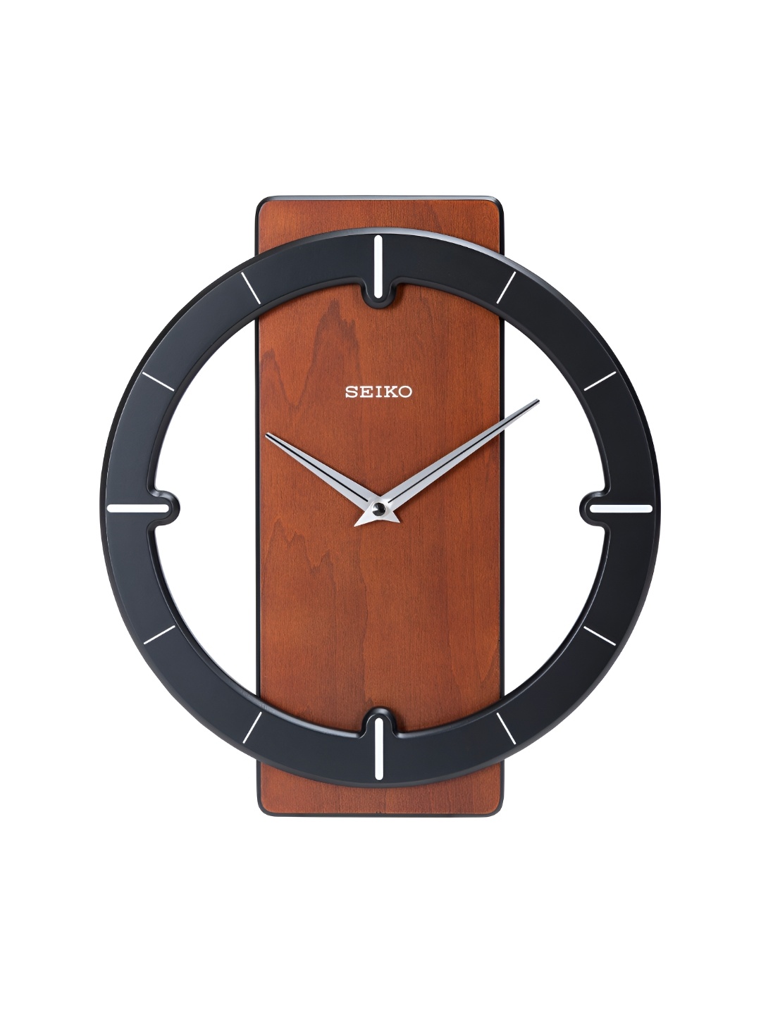 

SEIKO Black & Brown Textured Abstract Shaped Contemporary Wooden Wall Clock