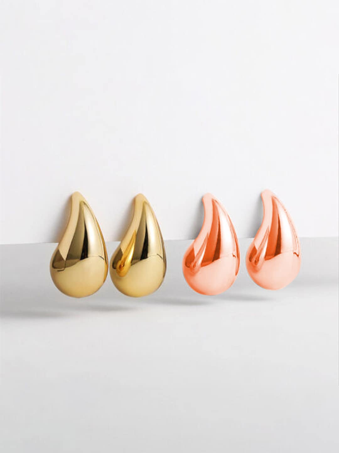 

Krelin Set Of 2 Stainless Steel Enameled Teardrop Shaped Studs Earrings, Gold
