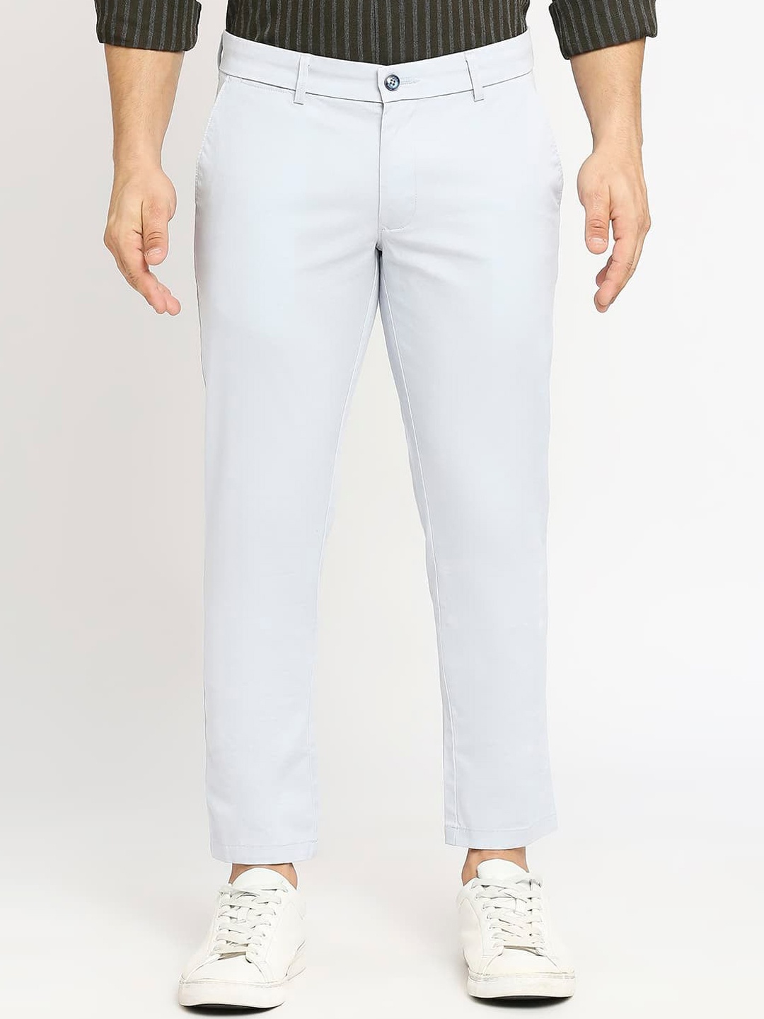 

Basics Men Tapered Fit Cotton Trousers, Blue