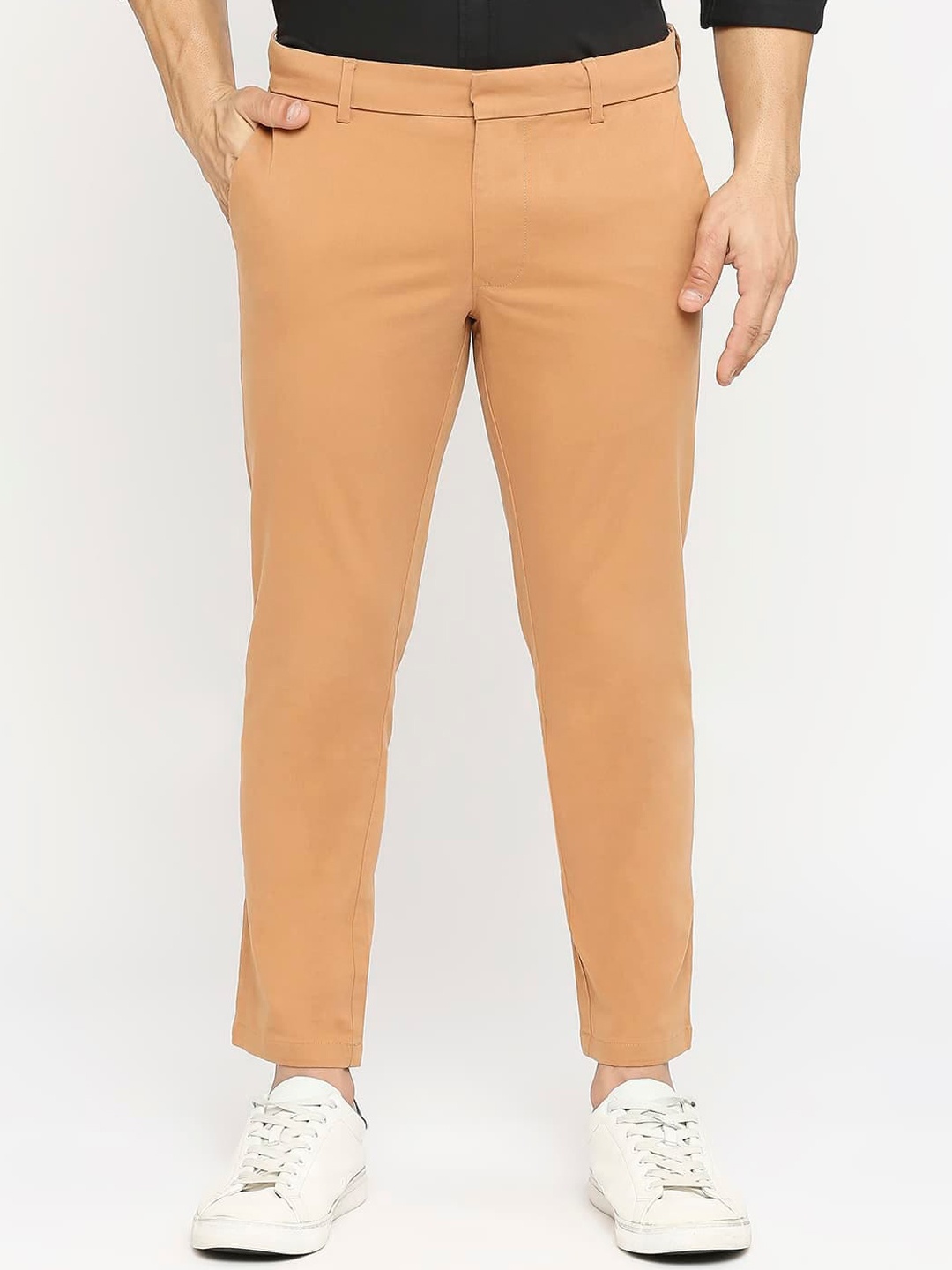 

Basics Men Tapered Fit Cotton Trousers, Peach