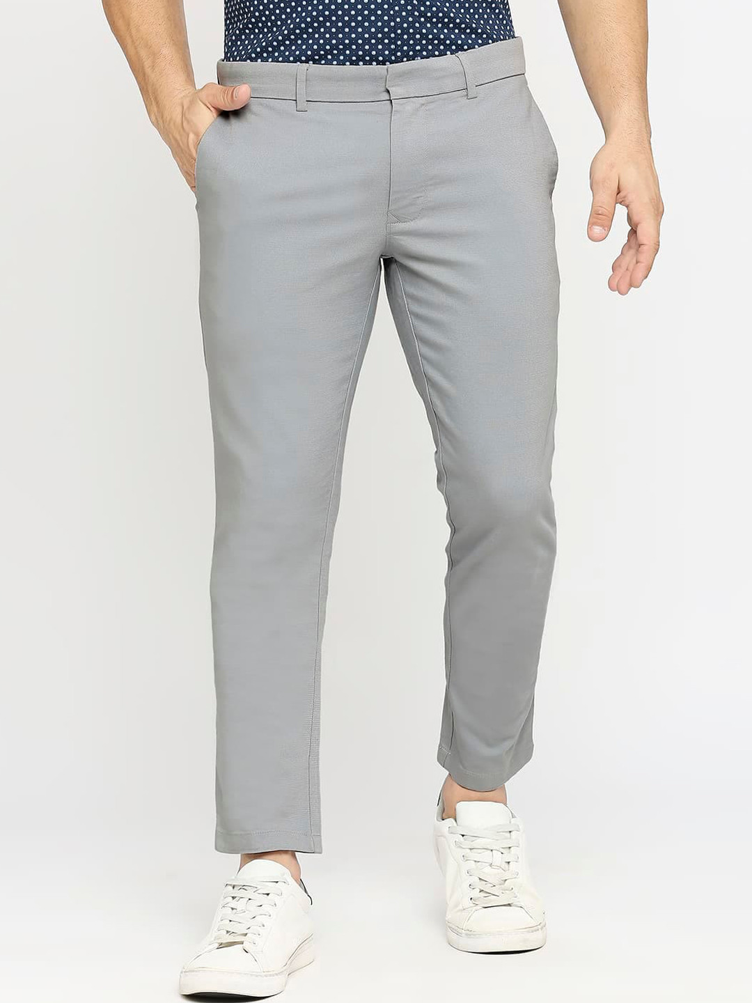 

Basics Men Mid-Rise Tapered Fit Trousers, Blue