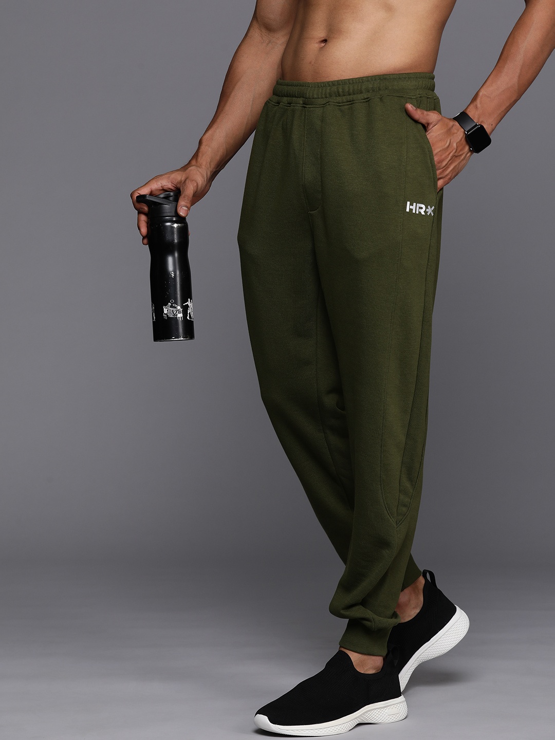 

HRX by Hrithik Roshan Men Typography Printed Joggers, Olive