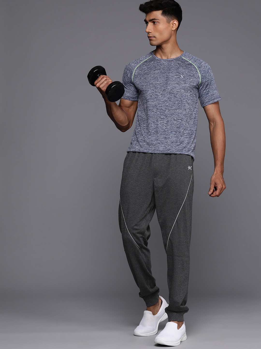 

HRX by Hrithik Roshan Men Self Design Joggers, Grey melange