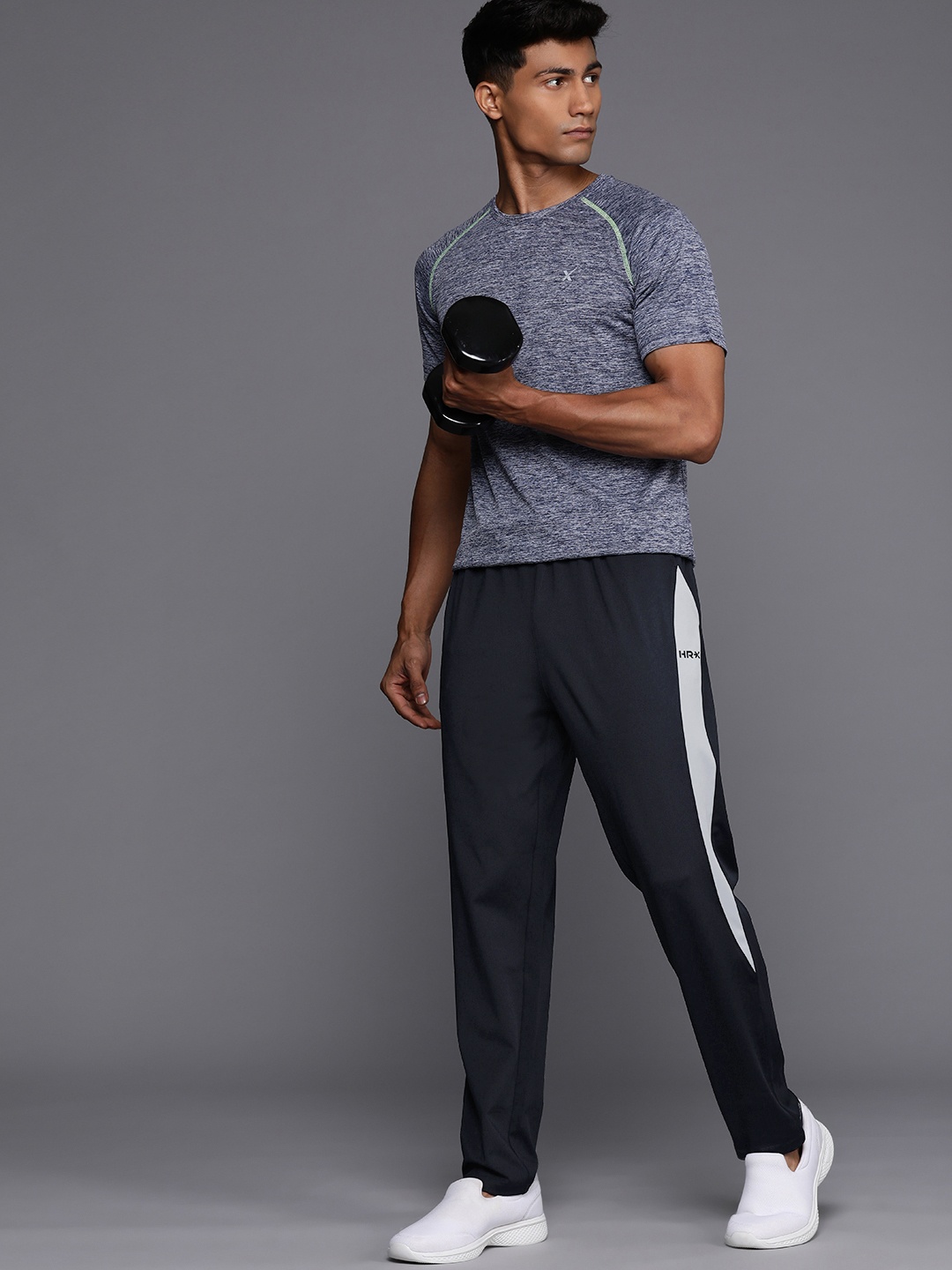 

HRX by Hrithik Roshan Men Striped Track Pants, Navy blue