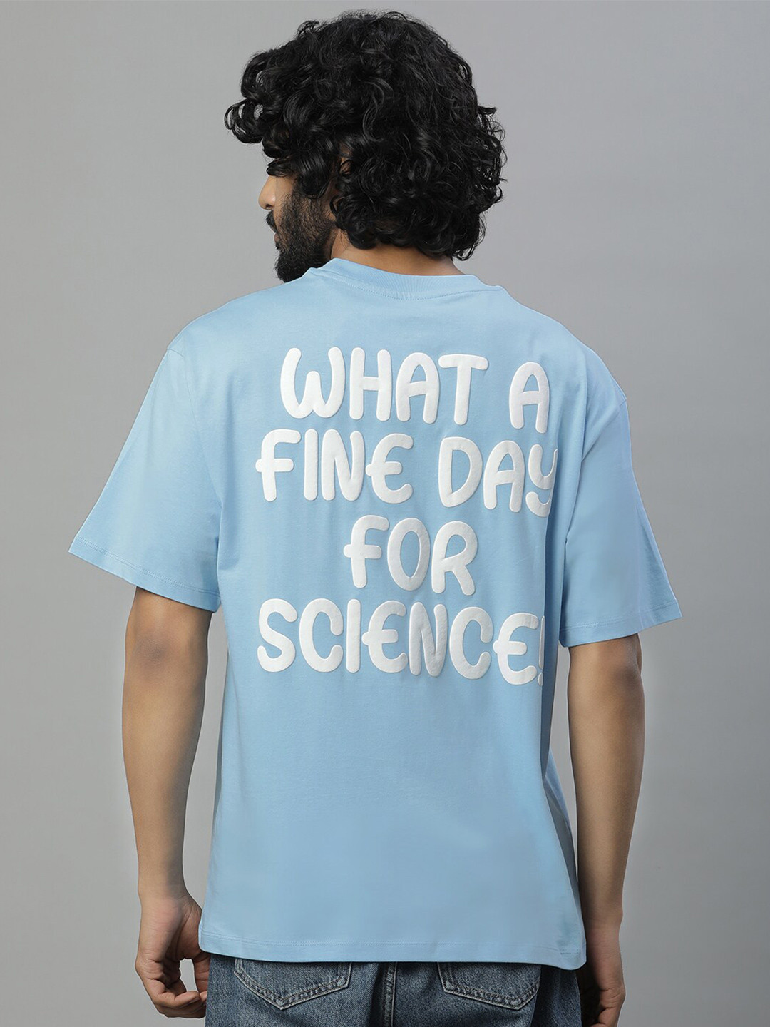 

Free Authority Typography Dexter's Laboratory Printed Pure Cotton Oversized T-Shirt, Blue