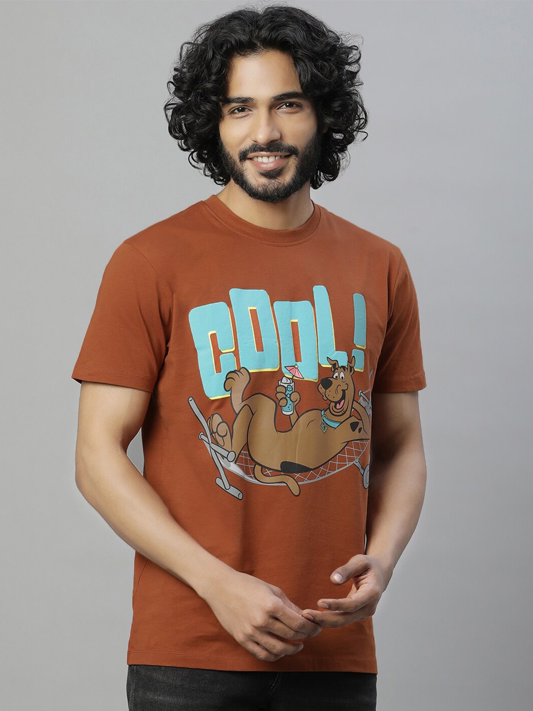 Free Authority Graphic Scooby Doo Printed Pure Cotton T-Shirt, Brown