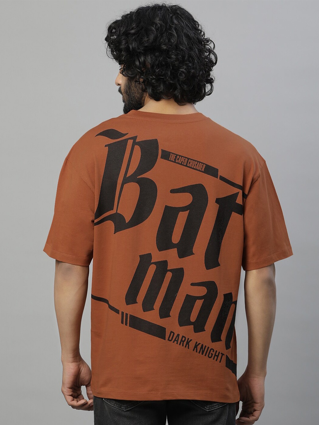 

Free Authority Batman Printed Pure Cotton Loose-Fit T-Shirt, Brown
