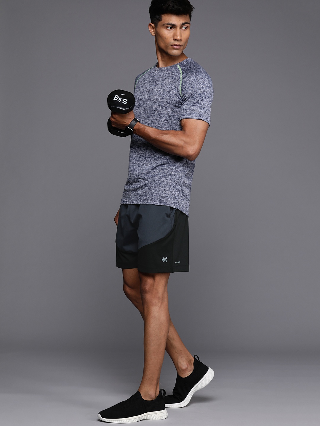 

HRX by Hrithik Roshan Men Colourblocked Rapid-Dry Sports Shorts, Grey