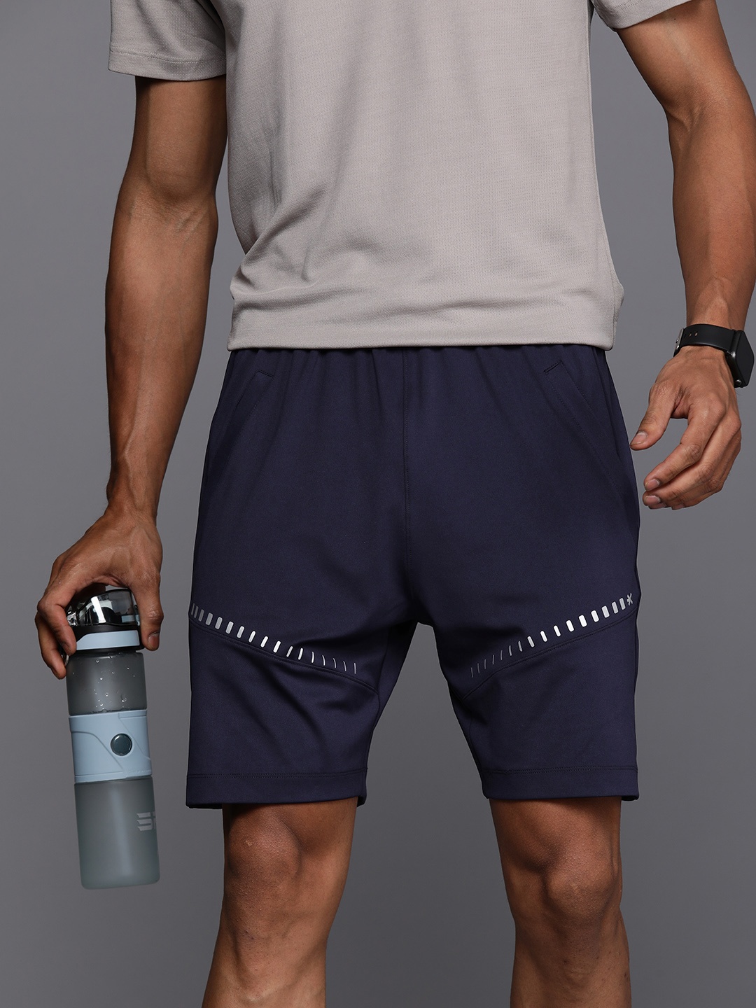 

HRX by Hrithik Roshan Men Rapid-Dry Printed Sports Shorts, Navy blue
