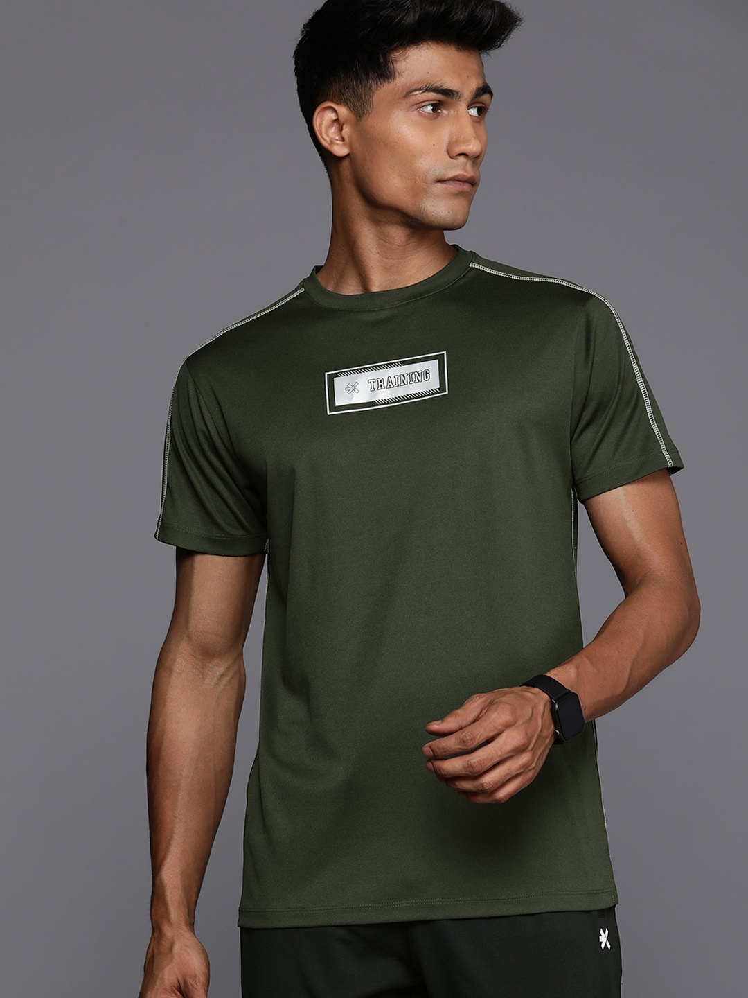 

HRX by Hrithik Roshan Men Typography Printed T-shirt, Olive