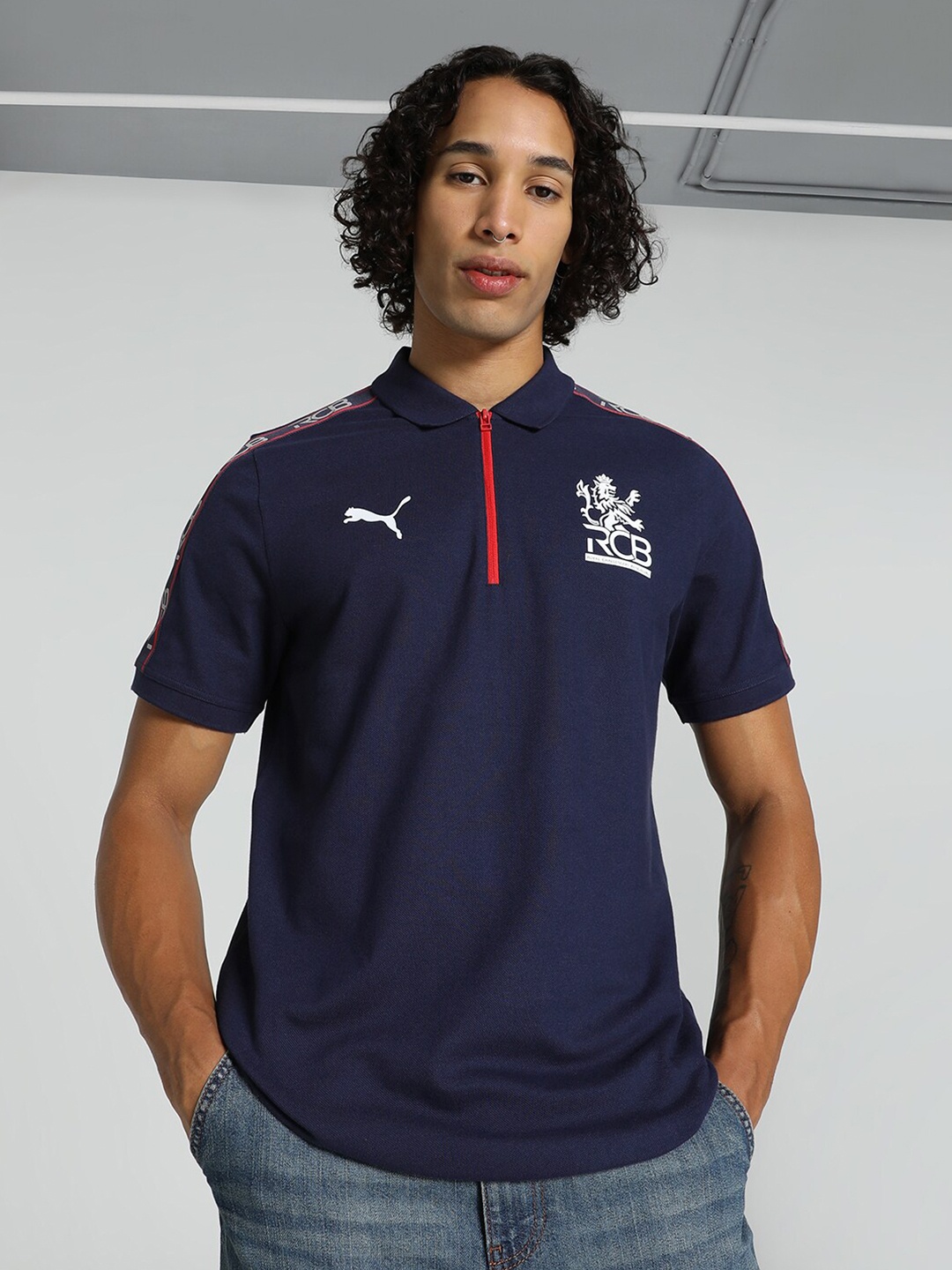 

Puma X RCB Polo Collar Cotton Official T-Shirt, Navy blue