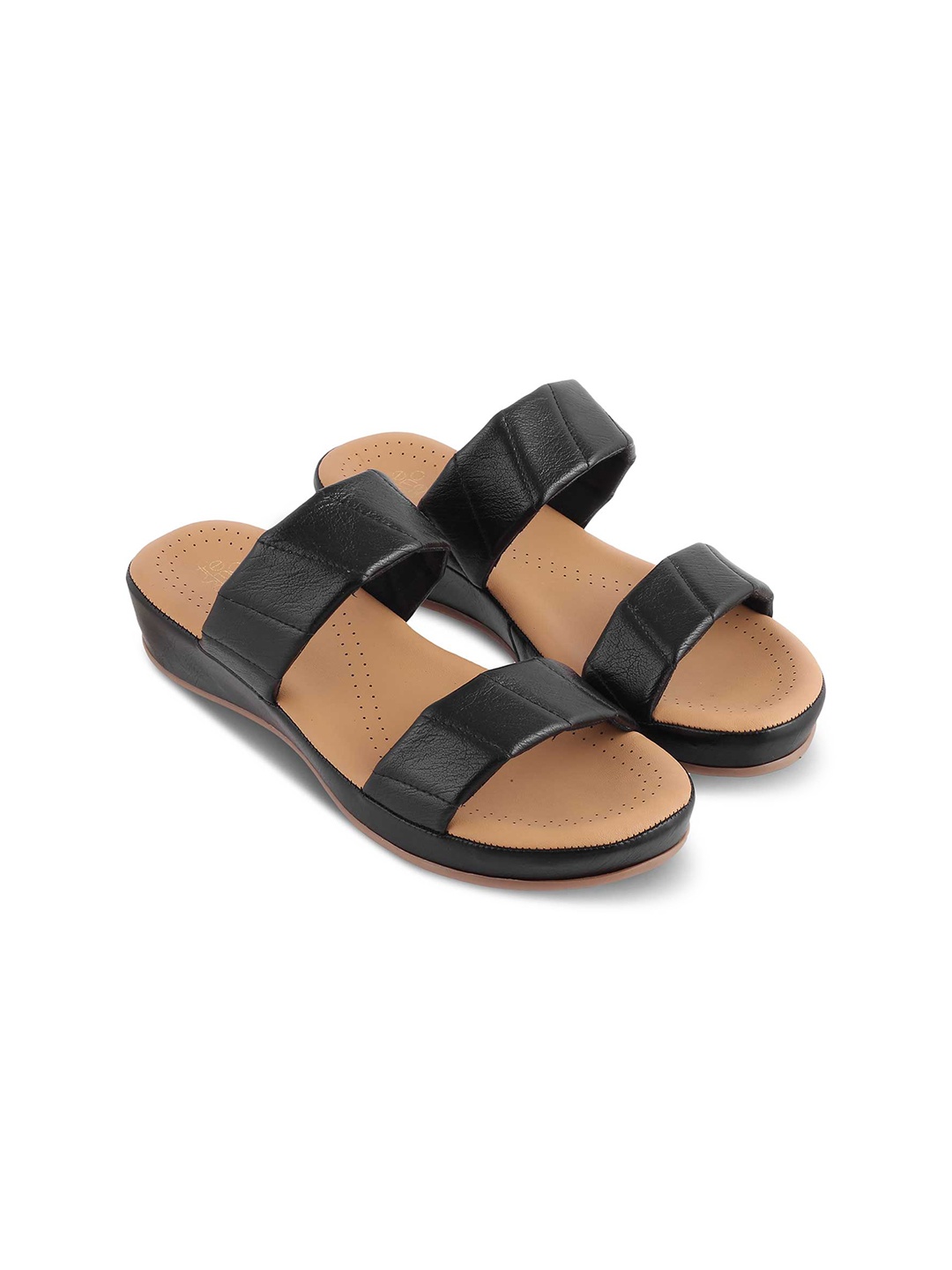 

Tresmode Textured Open Toe Wedges, Black