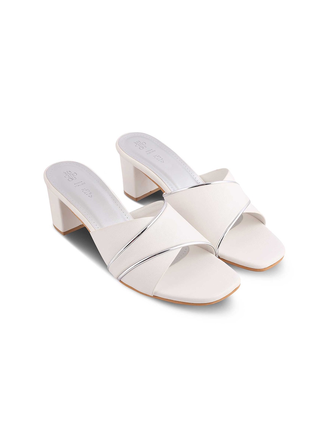 

Tresmode Textured Open Toe Block Heels, White