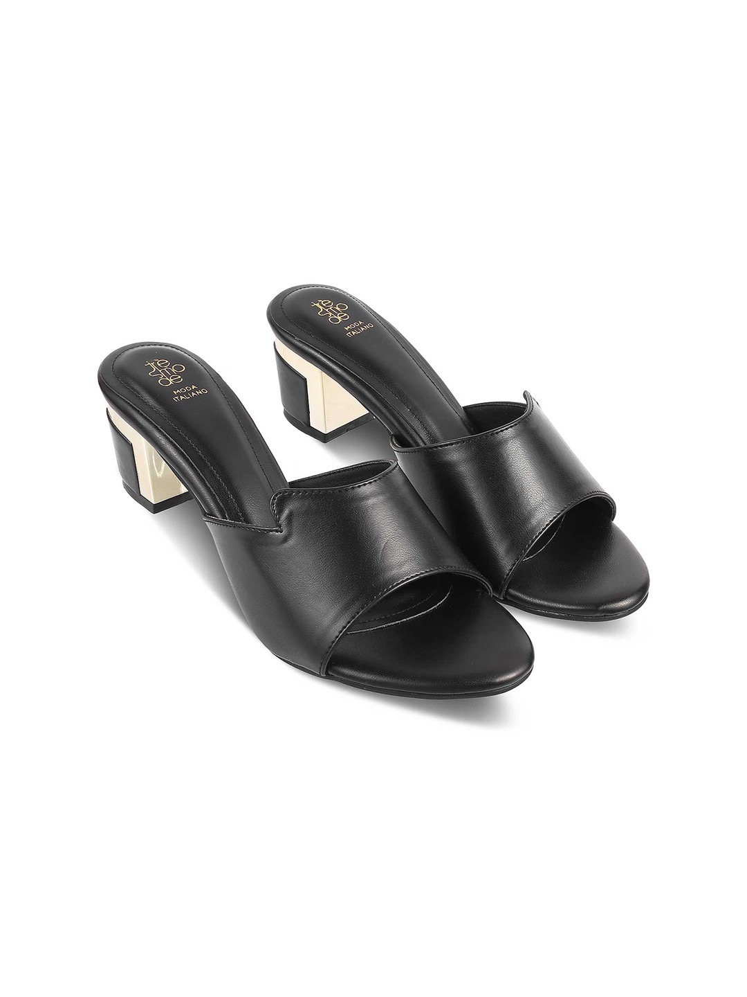 

Tresmode Open Toe Block Heels, Black
