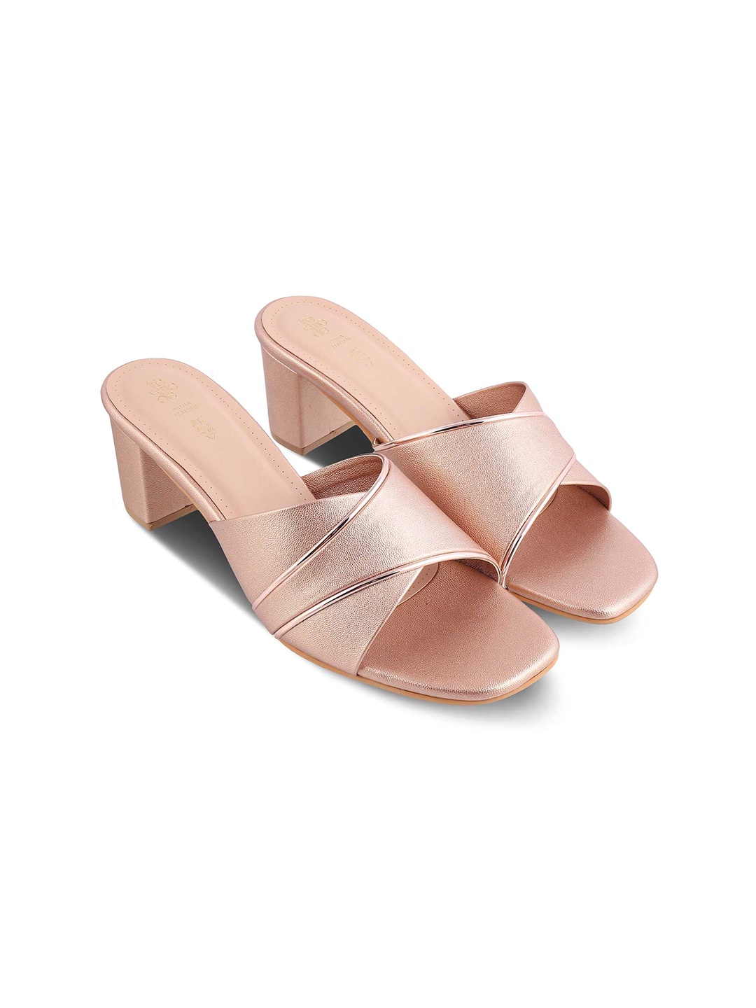 

Tresmode Textured Open Toe Block Heels, Copper