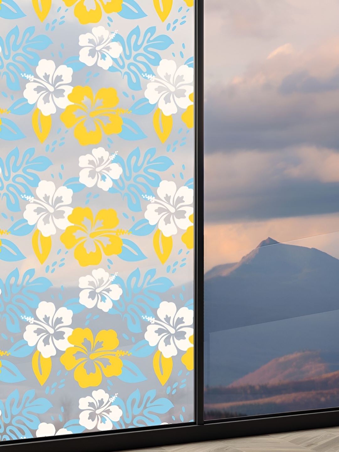 

CVANU White & Blue Printed Self Adhesive & Waterproof Window Sticker