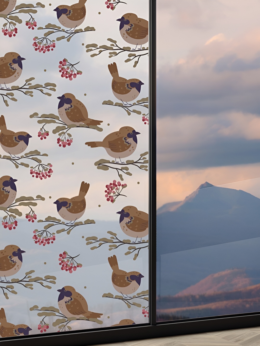 

CVANU Brown & Pink Printed Self Adhesive & Waterproof Window Sticker