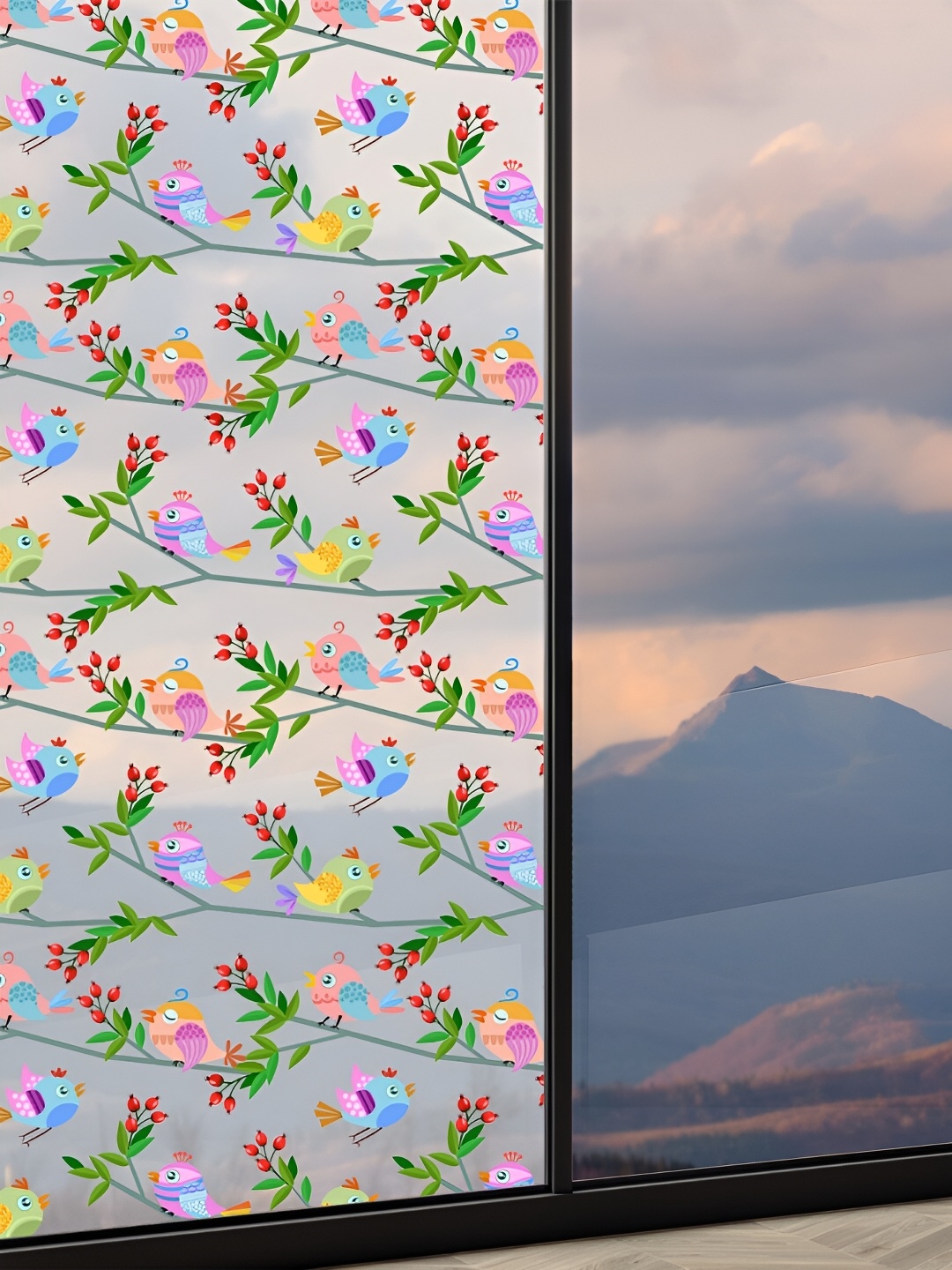 

CVANU Green & Blue Printed Self Adhesive & Waterproof Window Sticker