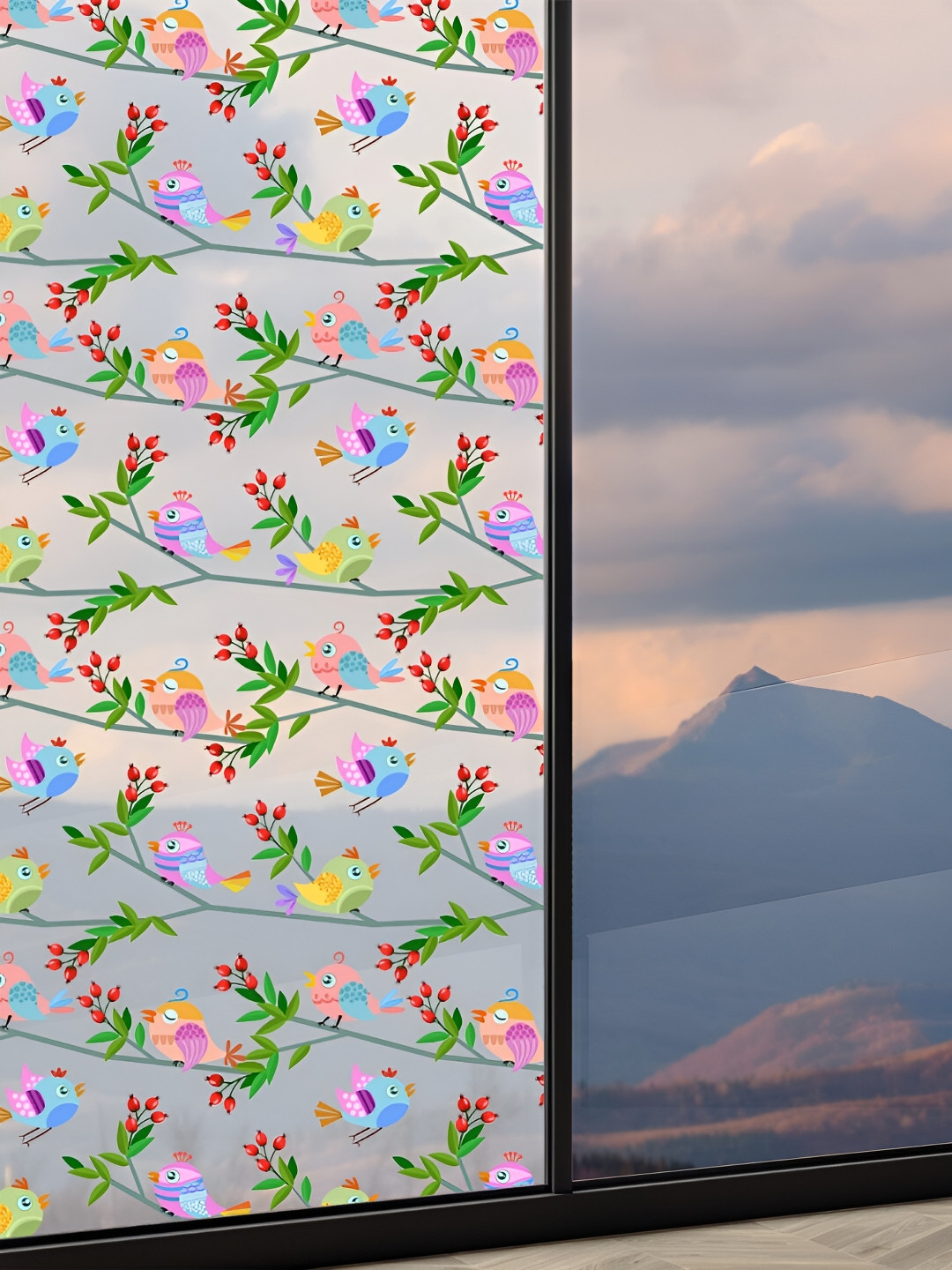 

CVANU Green & Blue Printed Self-Adhesive Window Film Sticker