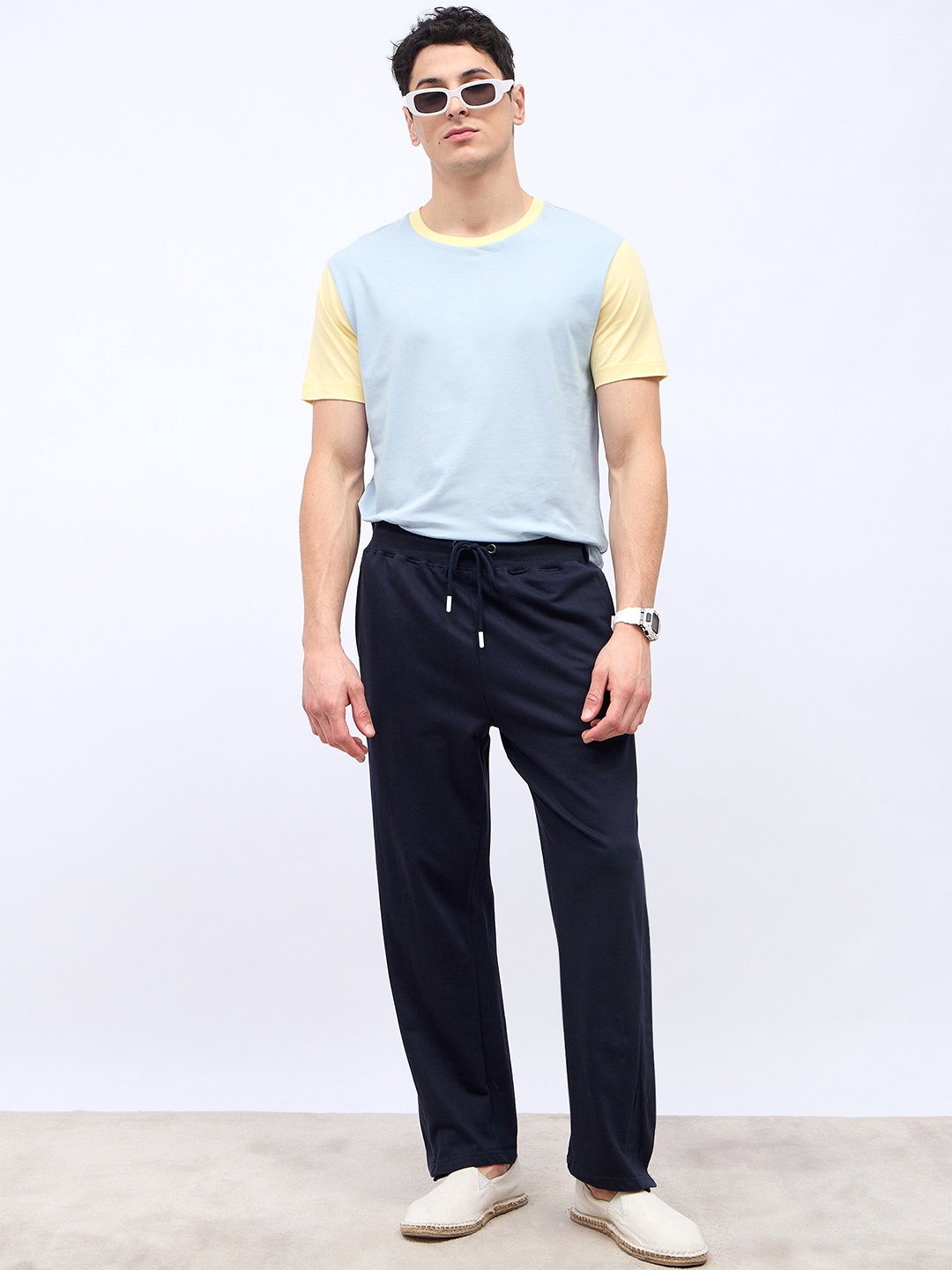 

Styli Men Oversized Straight Leg Jogger, Navy blue