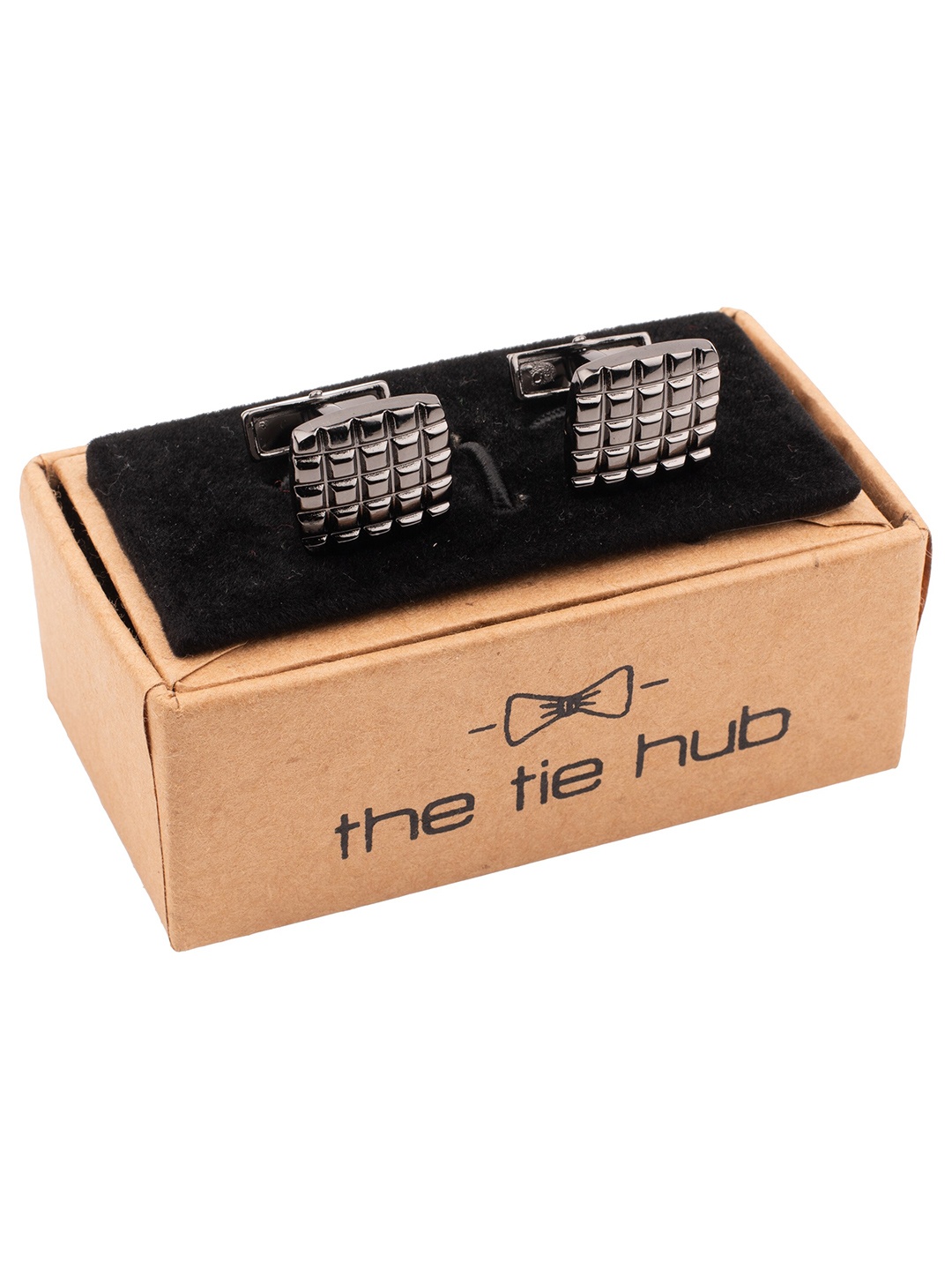 

The Tie Hub Men Silver-Plated Textured Square Cufflink