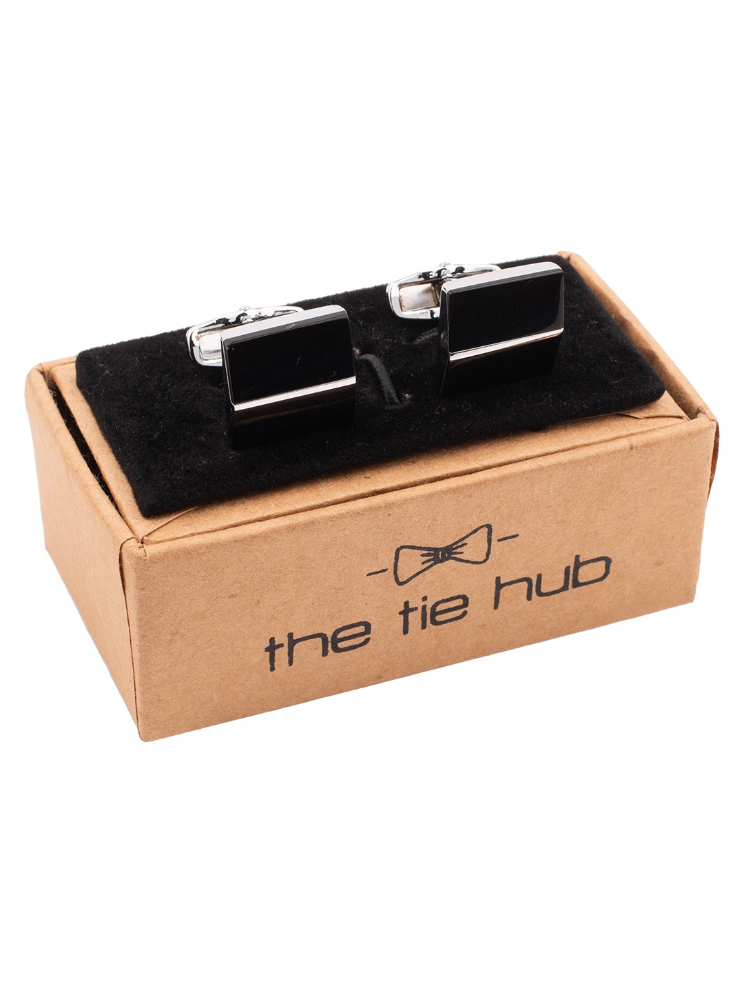 

The Tie Hub Silver-Plated Square Cufflink, Black