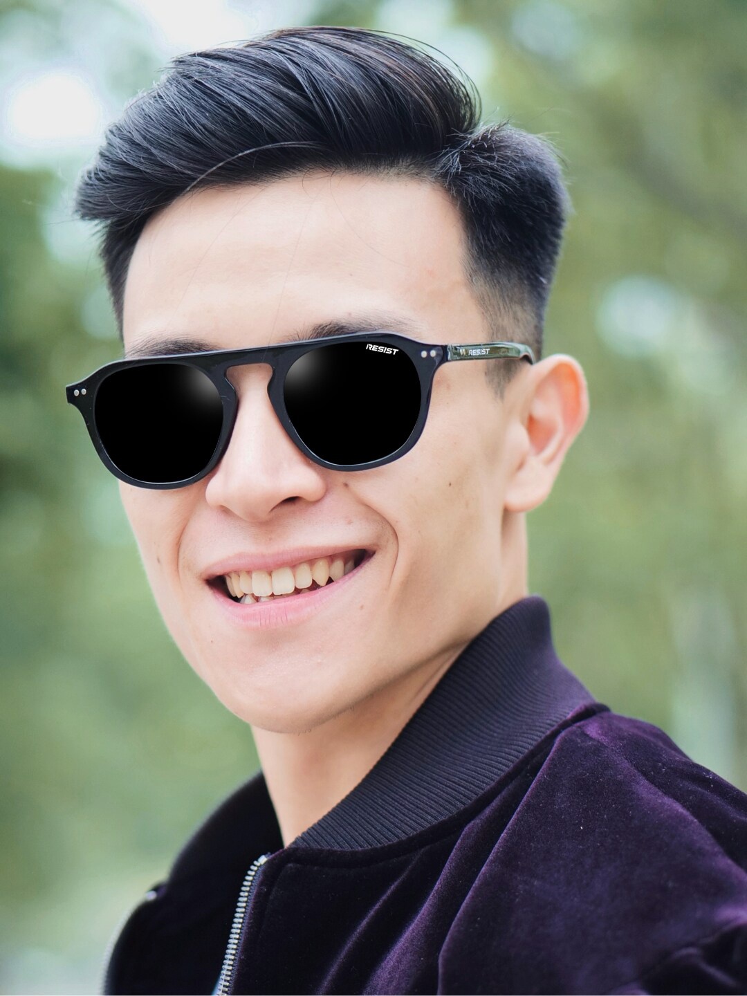 

RESIST EYEWEAR Unisex Round Sunglasses with UV Protected Lens BOSS BLACK BLACK