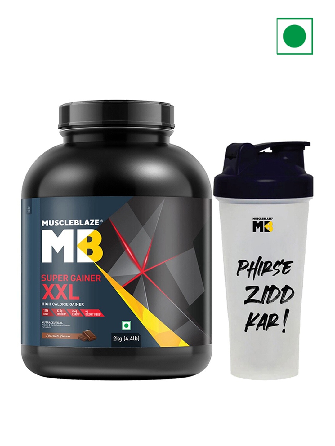 

MuscleBlaze Chocolate Flavour Super Gainer XXL Powder - 2 Kg with Shaker, Black