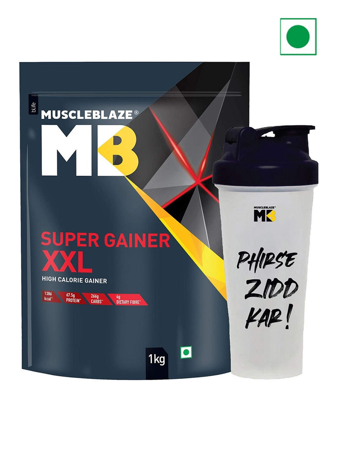 

MuscleBlaze Super Gainer XXL Powder With Shaker - Chocolate Bliss - 1Kg, Brown