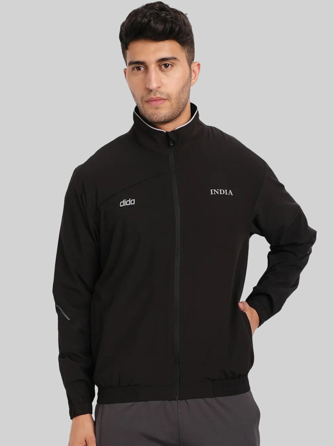 

DIDA Mock Collar Lightweight Dry Fit Comfort Fit Sporty Jacket, Black